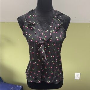 No Boundaries Sheer Black Sleeveless Ruffled Blouse